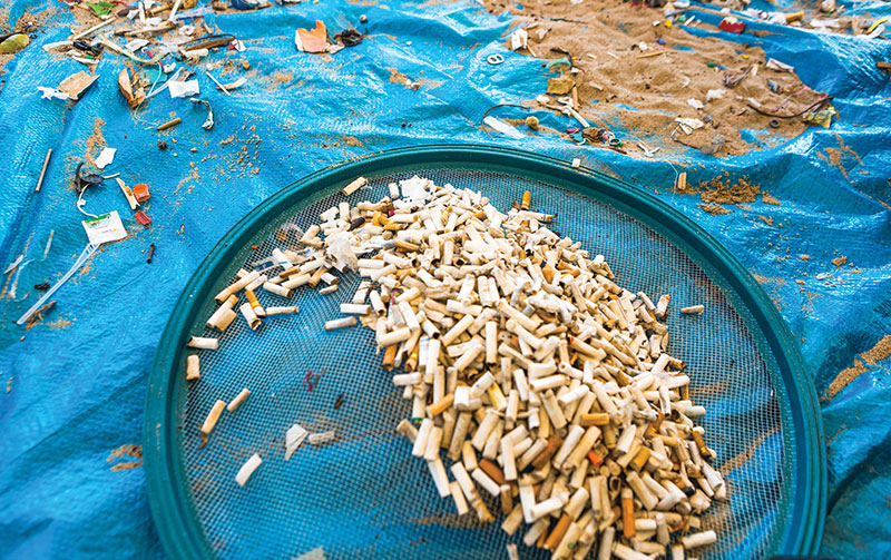 Cigarette butt plastic waste